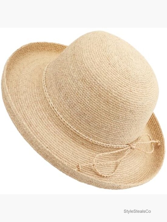 Packable Raffia Straw Bucket Hat for Women Summer Beach Sun Hat Adjustable
